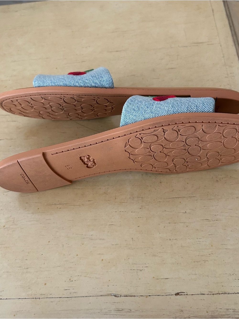 Coach womens holly denim cherries slide sandal in size 8.5 - Picture 5 of 12